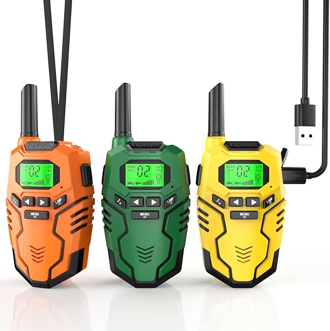 Walkie Talkies Toys for Kids Rechargeable, Long Range 2 Way Radio, Outdoor Camping Games Party Toys for 3 4 5 8-12 Year Old Boys Birthday Xmas Gift for Kids, 3 Pack