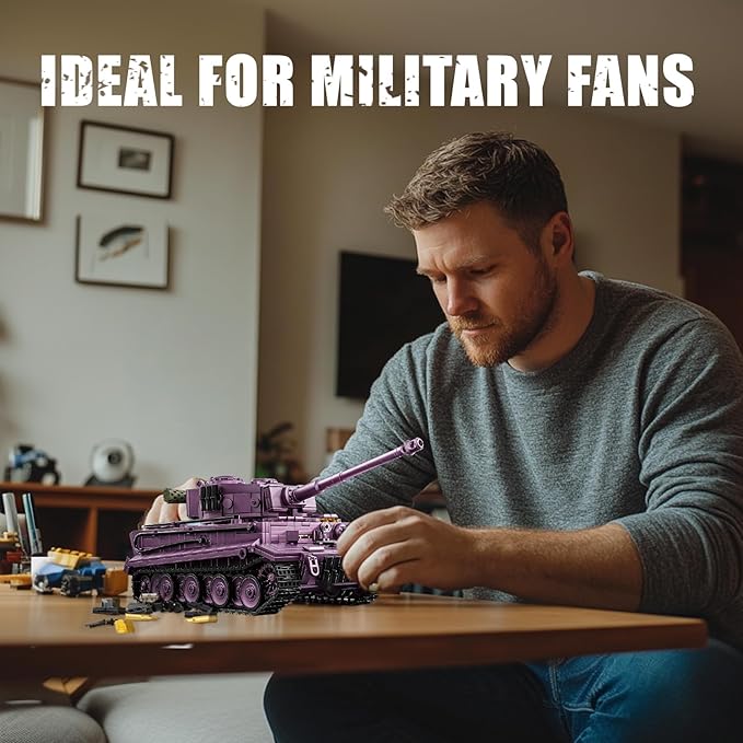 1:28 Tiger Heavy Tank Building Blocks Set for Adults, Compatible with Lego Army Tank, WW2 Military Vehicle Toys Historical Collection Model for Military Fans, Gifts for Teens Kids Boys 8-14 (1668 PCS)