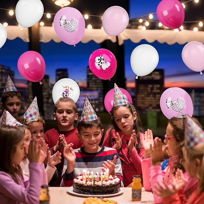 FEYG Cowgirl Balloons, 12 Inch Western Cowgirl Party Decorations Hot Pink Pastel Pink White Cow Party Balloons Cowgirl Print Balloons for Baby Shower Birthday Cowgirl Theme Party Supplies