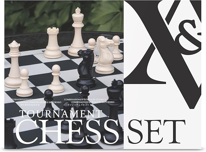 A&A Tournament Chess Set/ 20''x20'' Foldable Silicone Chess Board / 3.75'' King Height Plastic Quadruple Weighted Classic Staunton Pieces/Storage Bag for 6 Years Old - 2 Players