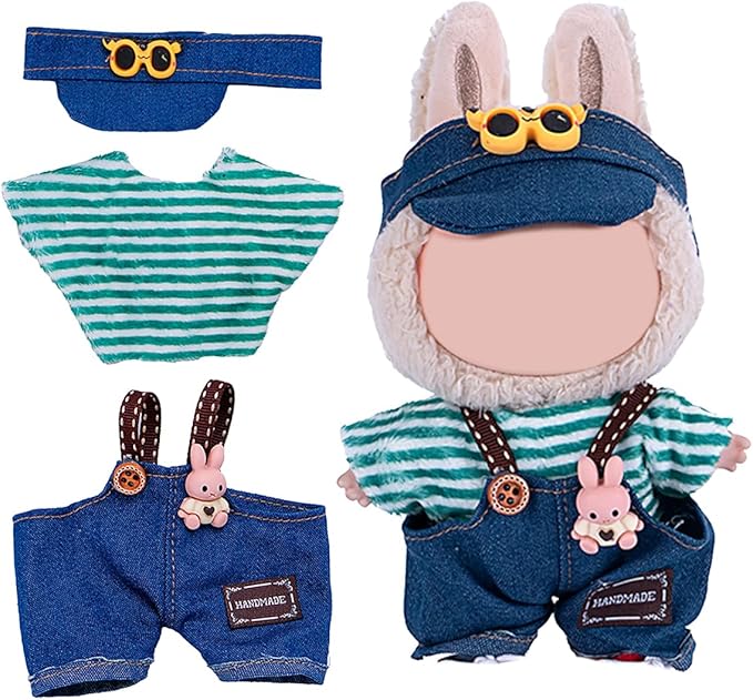 17cm Doll Clothes Set, Premium Jeans & Knitted Sweater Outfit for 17cm 15cm Dolls, Cute Dress Up Fashion, No Doll Included (Cute, 17cm/15cm)