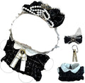 Clothes for 17cm Doll(Clothes Only)– 3-Piece Set Cute Elegant Outfit + Bow Headband + Collar Decoration for a Unique Dressed-Up Look– Fashion Handmade Accessories for Doll(Black)