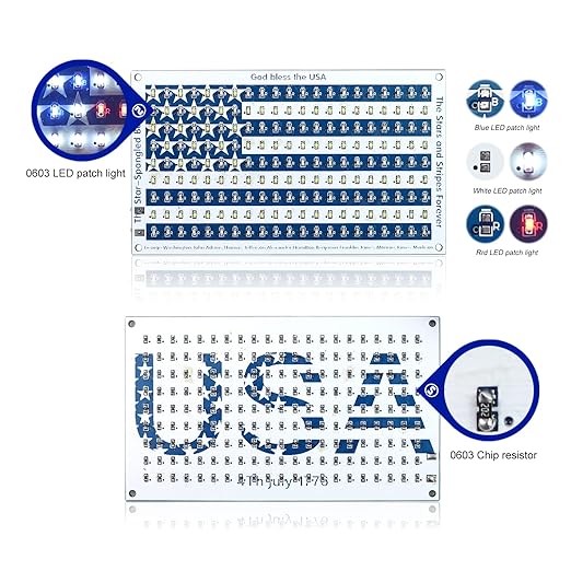 SMD Practice Kit Soldering Skill Training Project,Yidab SMT Electronic Components DIY Kit American Flag 6.8X10.8cm (03XGQ01)