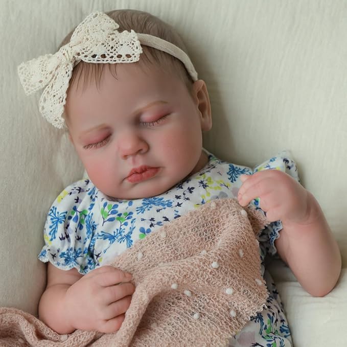 SCOM Lifelike Reborn Baby Dolls - 20 inch Cute Realistic Baby Girl, Soft Full Vinyl Body Newborn, Washable & Poseable, with Accessories for Boy Girl Ages 3+ Yrs Gift, Birthday,Christmas,Halloween