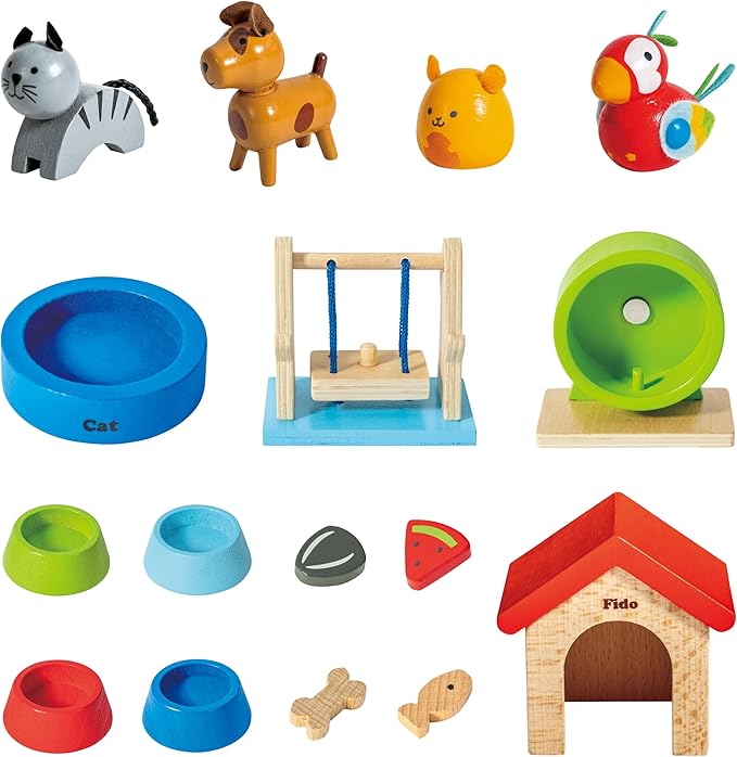 Hape Family Pets Wooden Dollhouse Animal Set 2