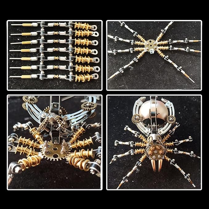 Metalkitor Steampunk Spider Desk Lamp - 3D Metal Puzzle with Light, 512 Pieces DIY Assembly Kit for Kids and Adults - Brain Teaser Desk Ornament
