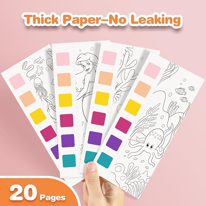 Paint with Water Coloring Books for Kids, Pocket Mess Free Watercolor Painting Kit, Water Color Paint Set Arts and Crafts Gift for Girls Ages 4 5 6 7 8+, Travel Activity Toy - Mermaid