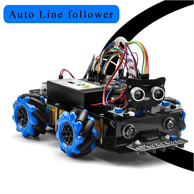 OSOYOO Mecanum Wheel Robot Car Kit for Raspberry Pi 3/4/5 STEM Remote Controlled DIY Coding Video Control Omni-Directional
