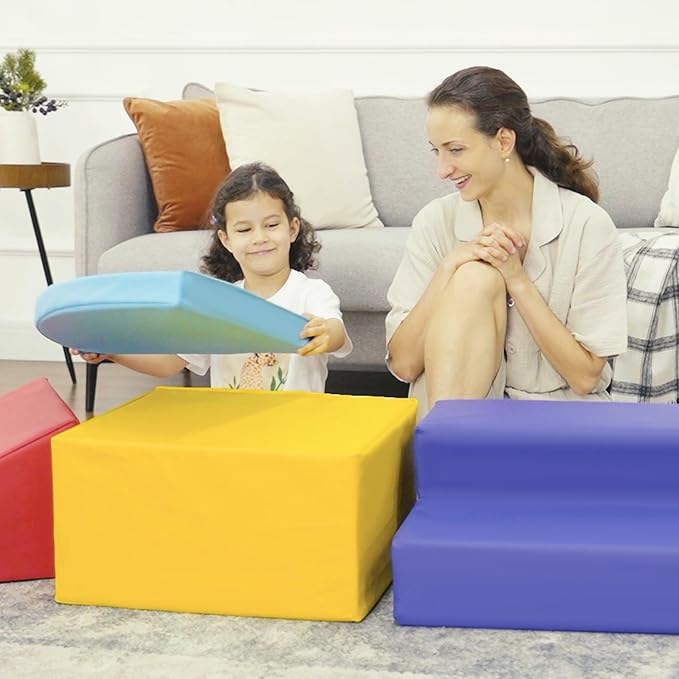 Qaba Foam Play Set for Toddlers and Children, Easy-to-Clean 4 Piece Soft Indoor Climber & Safe Kids Climbing Set for Crawling or Sliding, Multicolor