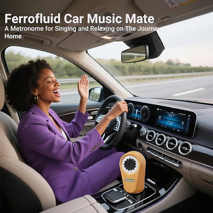 Ferrofluid Sound Visualizer, Dancing Ferrofluid Speaker Music Mate, Audio Visualizer Desk Art with Lamp, Cool Science Decor Gifts for Friend - Desk, Bedroom & Office Display (No Speaker) (Car-Key)