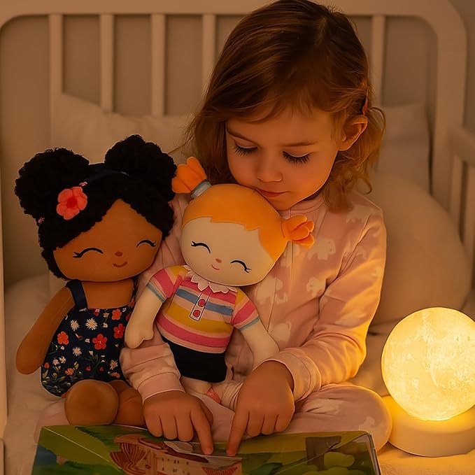 Soft Baby Doll Toys (16'') Baby Rag Doll for Girls Birthday Gift Christmas Plush Toys Gift for Toddler Kids (Black)