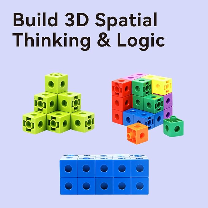 Dotimo 100PCS Math Linking Cubes, Math Cubes for Kids Ages 4-8, Counting Snap Cubes Manipulatives with 10 Colors, Preschool Learning Activities, Classroom Supplies & Homeschool