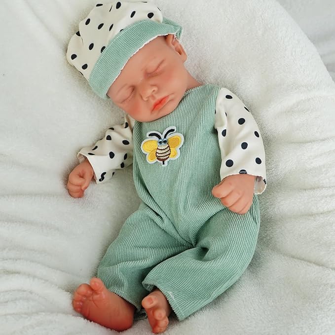 Boy 12.2 Inch, Full Silicone Baby Doll, Realistic Baby Dolls, Realistic Veins & Sleeping Pose, Not Vinyl, Reborn Baby Dolls Silicone Full Body, Gift Set