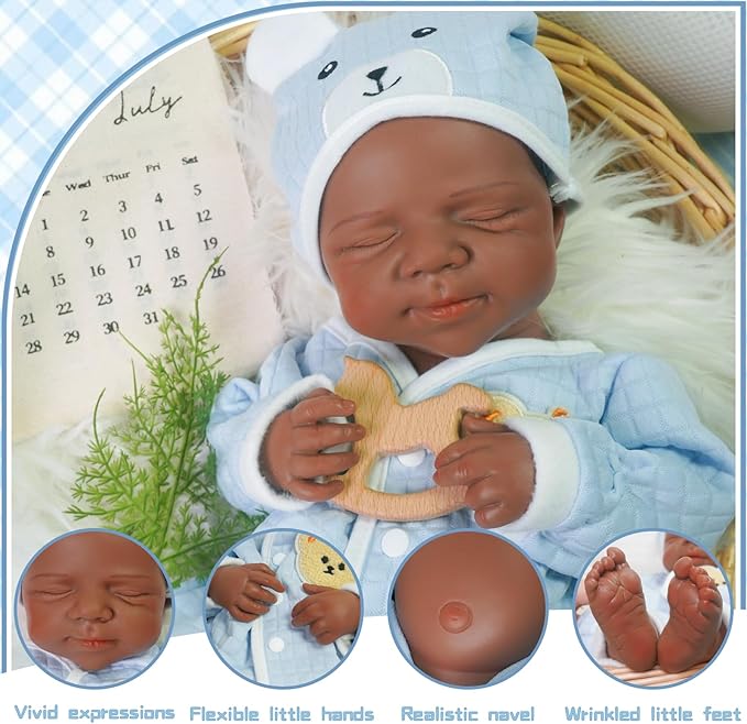Reborn Baby Dolls Silicone Full Body 18.89in Weighted Real Life Closed-Eyes Boy Dolls Lifelike Newborn Baby Soft Body Flexible Limbs Not Vinyl
