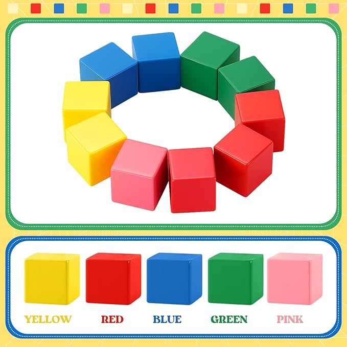 Deekin 100 Pcs Wood Geometric Solid Mini 3D Shapes for Teaching Classroom Manipulatives for Elementary School, Geometric Shapes 3D Block for Kid Geometry Math Kindergarten Preschool Learning (Cube)