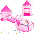 PigPigPen 3pc Kids Play Tent for Girls with Ball Pit, Crawl Tunnel, Princess Tents for Toddlers, Baby Space World Playhouse Toys, Boys Indoor& Outdoor Play House, Perfect Kid’s Gifts