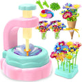 Flower Bouquet Craft Kit, DIY Arts and Crafts for Kids 4-6-8, Girls Toys 4-6-8 Flower Making Activity Toy Set for Toddler and Kids, Birthday Gifts for 4 5 6 7 8 Year Old Girls (Pink & Blue)