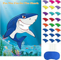 FEPITO Pin The Fin on The Shark Game with 24 Pcs Fins for Shark Birthday Party Decoration, Party Supplies