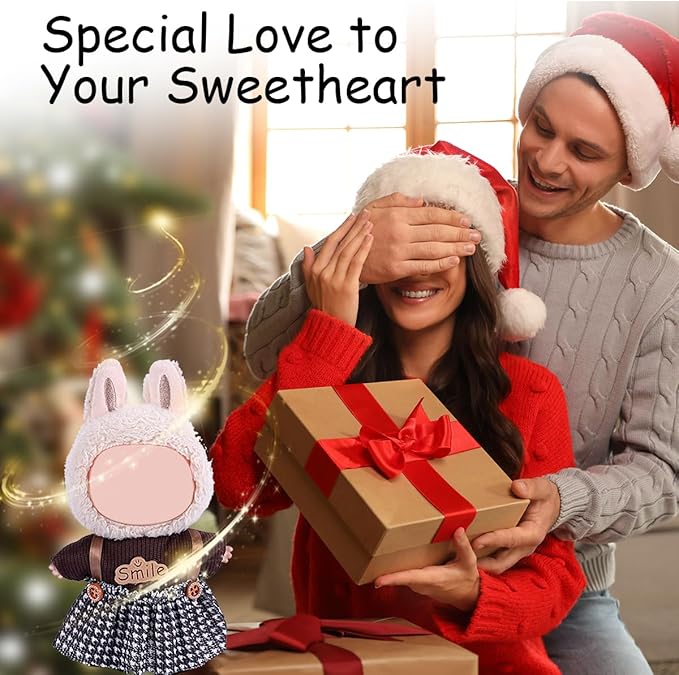 17cm Doll Clothes Set, Premium Jeans & Knitted Sweater Outfit for 17cm 15cm Dolls, Cute Dress Up Fashion, No Doll Included (Smile, 17cm/15cm)