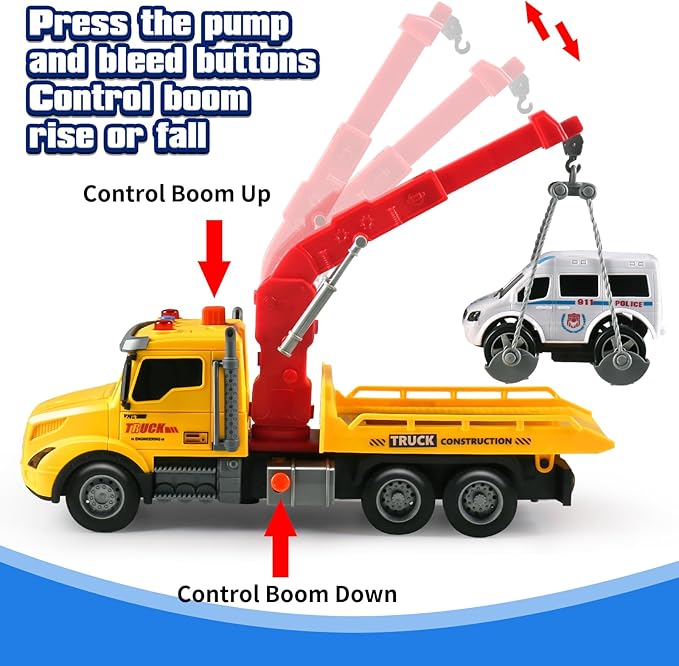 Toddler Boy Toys,Tow Truck Toy for 3 4 5 6 7 Year Old Boys,Friction‑Powered Rescue Tow Truck with Lights and Sounds,Birthday Gifts for Boys & Girls