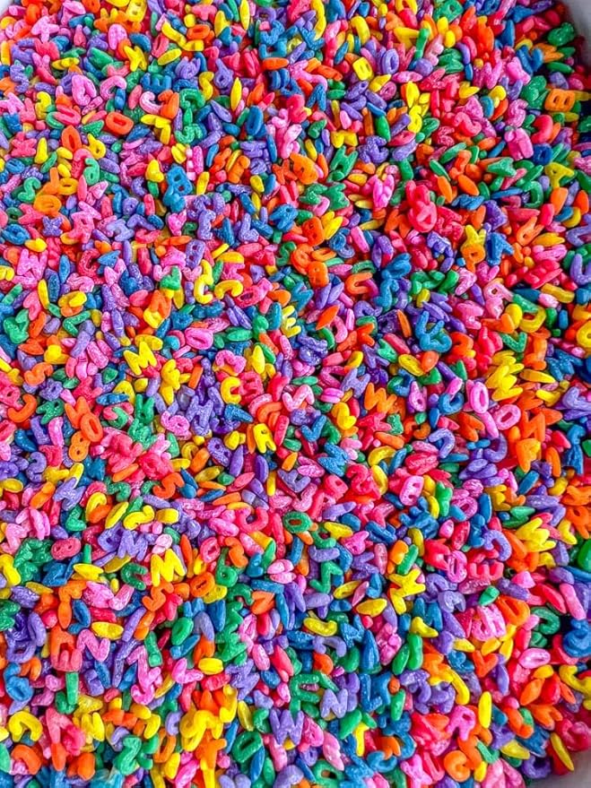 Pasta Sensory Bin Filler for Sensory Table - Colored Pasta for Sensory Play (Rainbow Alphabet Pasta, 4 Cup)