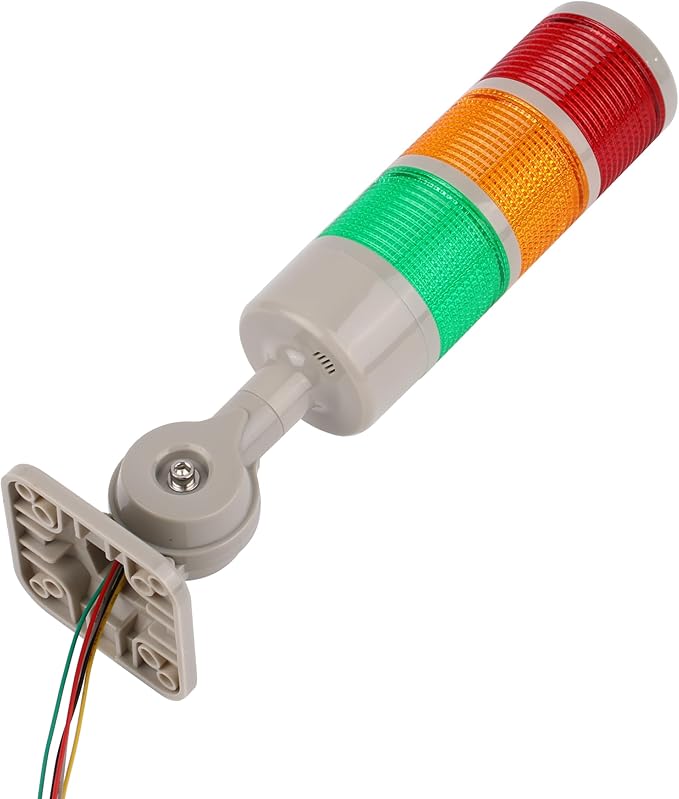 Signal Tower Stack Lights - Industrial Warning Lights with Rotatable Base, Steady/Flashing, 110V 220V AC (3-Layer, with Buzzer)