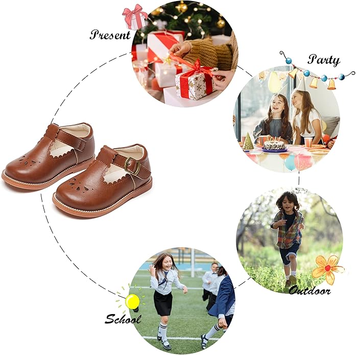 Felix & Flora Toddler Little Girl Mary Jane Dress Shoes - Ballet Flats for Girl Party School Shoes