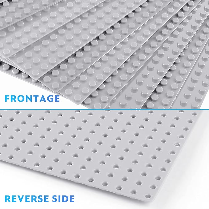 Classic Baseplates Building Plates-Pack of 10 Large 10" x 10" Building Bricks Compatible with All Major Brands,Perfect STEM Gift for Builders Age 3+,Grey