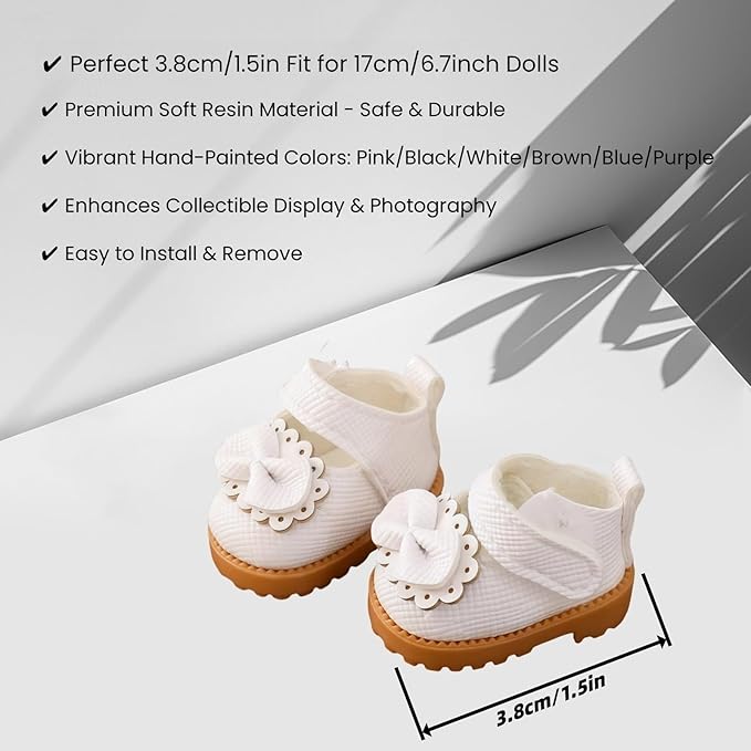Clothes for Dolls Accessories, Outfit Set 5 Pieces Gauze Dress for 15cm 17cm Doll (No Doll), Romantic Hat Skirt Shoes Doll Clothing Set Replacement White