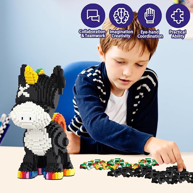 Black Unicorn Animal Micro Building Blocks Set Black Donkey Model Gift for Adults and Kids 4500 Pieces