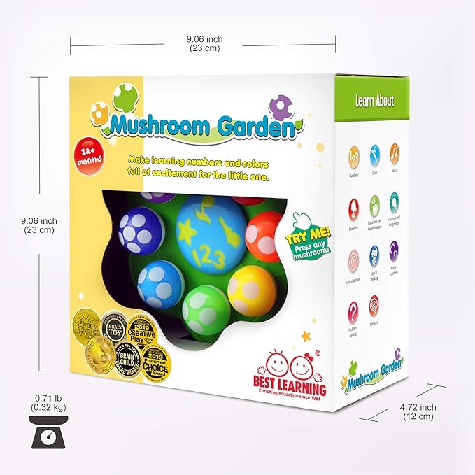 BEST LEARNING Mushroom Garden - Interactive Educational Light-Up Toddler Toys for 1 to 3 Years Old Toddlers - Colors, Numbers, Games & Music for Kids - Ideal Baby Toy Birthday Gift