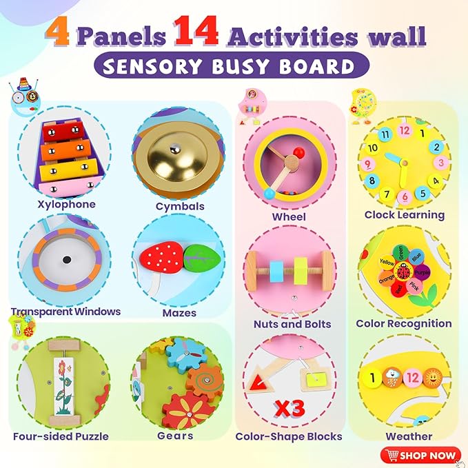 Sensory Wall Panels for Kids: Caterpilla Sensory Wall Board for Toddlers Infants Children with Special Needs- Busy Board for Playroom Daycare Nurseries Schools