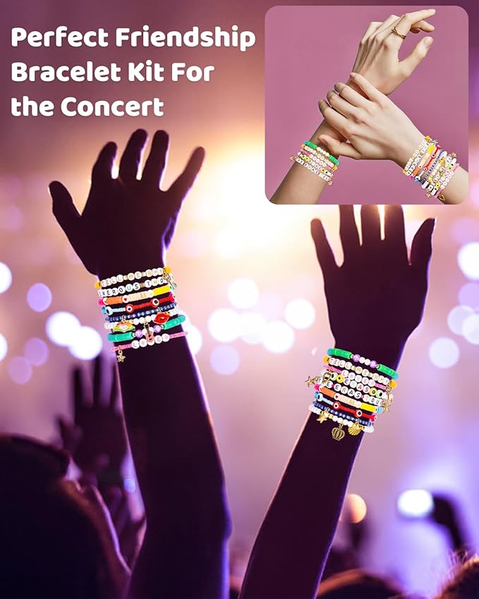 Goldwise Friendship Bracelet Kit 6 Boxes, Bracelet Making Kits with 48 Colors Clay Beads, 48 Colors Glass Seed Beads and 4 Styles Letter Beads (A-Z) with Charms for Bracelet Making Gift