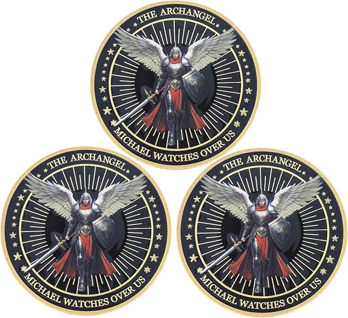 The Archangel Michael Challenge Coin Religious Coins Christian Coin Collectors Gifts (Pack of 3)