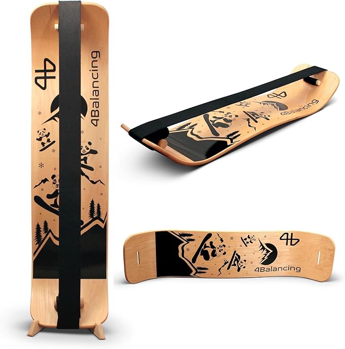 Balance Board for Kids - Slackline Wooden Wobble Board - Slackboard Balance Trainer for Coordination - Training for Skateboard, Snowboard, Football, Soccer, Baseball, Basketball