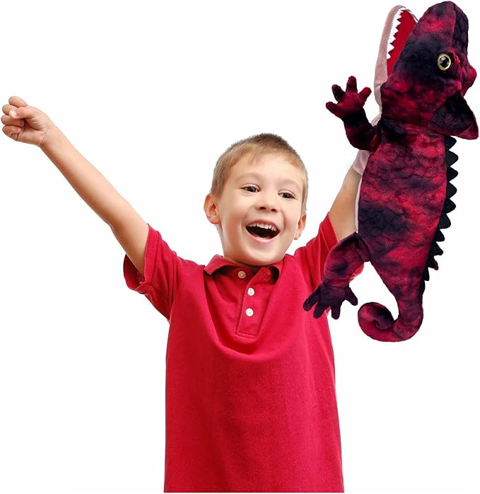 Puppets Hand Puppet Lizard Puppet,Large Puppets with Movable Mouth Puppet Role Play Story Animal,Soft Stuffed Animal Hand Puppets for Kids Ages 1-3
