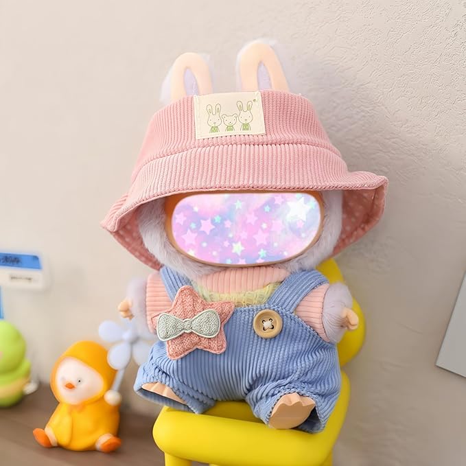 17cm Doll Clothes Outfit Set, 3 Pieces Dress Overalls Set for 6.7inch Doll Suit, Fashion Kawaii Hat & Clothes Accessories for 1st/2nd/3rd Gen Dolls Play & Display