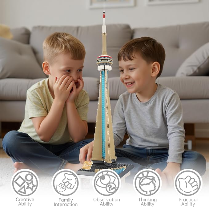 CN Tower Building Blocks Sets Toronto Architecture Building Kits Famous Landmark Model Toys Gift for Adults Kids Teens 400 PCS