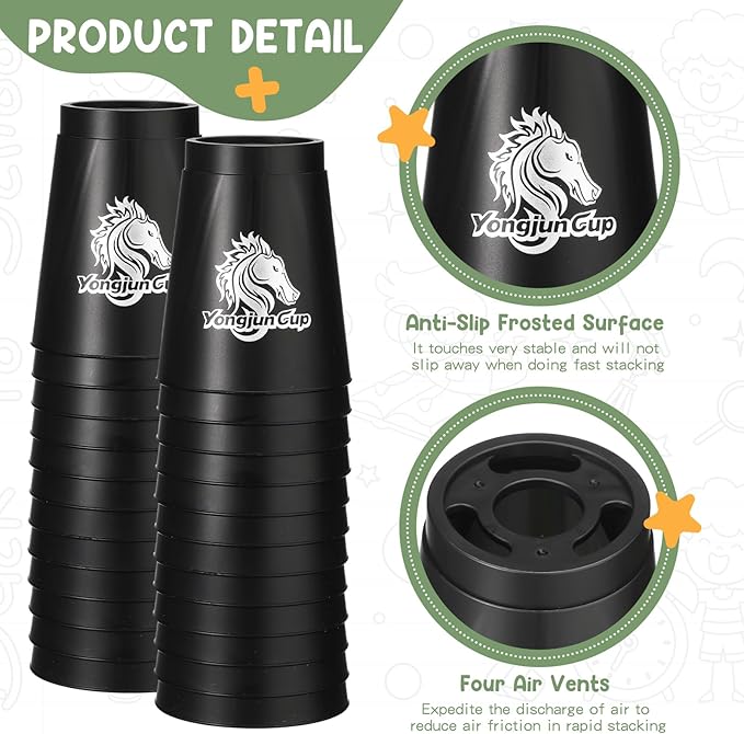 Libima 48 Pcs Sports Stacking Cups Set Classic Stacking Games Speed Training Game for Boy Girl Adult Family Party Challenge Competition Travel Gift, 4 Colors