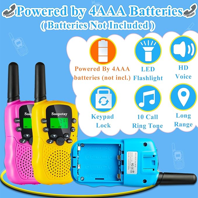 Walkie Talkies for Kids, Walkie Talkie Toys for Girls Boys, for Grandkids, Built-in Flashlight, Birthday Gifts for 3 4 5 6 7 8 9 10 Year Old Girl Boys, Kids Stocking Stuffers
