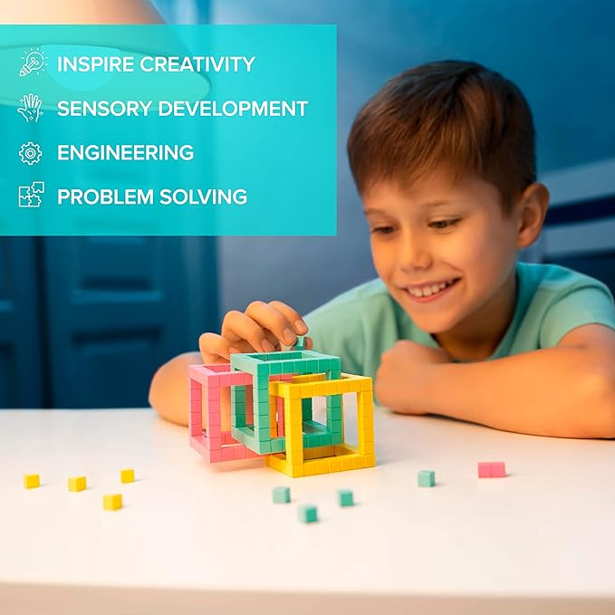 PIXIO Sweet - Tiny Magnetic Blocks Building Toy in The Pixel Art Style with Free App - 5/16" Plastic Cubes with 6 Magnets Inside - Open Ended Toy - Creativity Kit for Ages 6+ - 60pcs