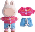 17cm Doll Clothes Set, Premium Jeans & Knitted Sweater Outfit for 17cm 15cm Dolls, Cute Dress Up Fashion, No Doll Included (Rainbow, 17cm/15cm)
