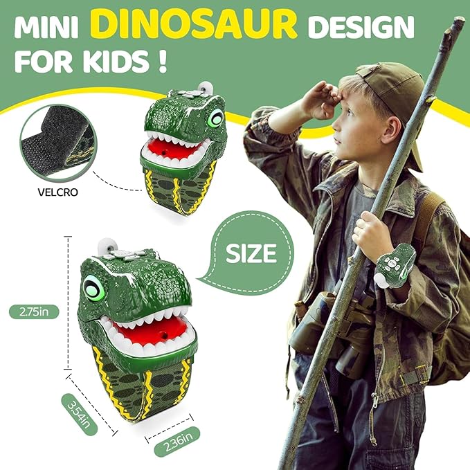 Dinosaur Walkie Talkies for Kids 2 Pack Camping Gear T-Rex Outdoor Toys for Boys Age 3-12 Year Old 3 Channel Walkie Talkies Birthday Gifts Easter Christmas Stocking Stuffers