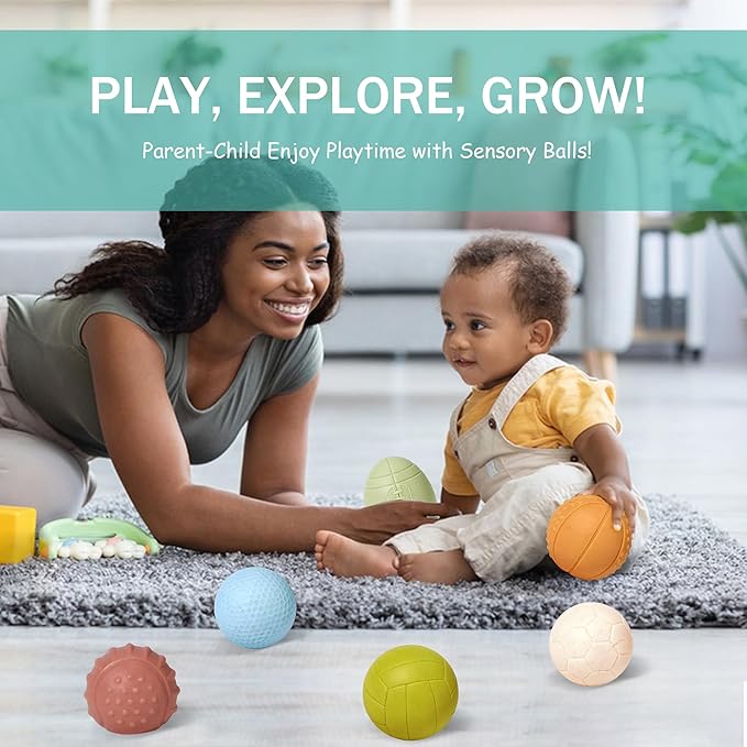 Sensory Balls for Babies,Ball for Toddlers 1-3, Soft & Textured Montessori Baby Toys 6 to 12 Months,Wheat Straw Soft Montessori Toys for Babies