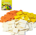 130 Pieces Classic Building Plate, 3 Color with 11 Size Building Plate Base Plate, Compatible with Lego Parts and Pieces, for Most Brands (White, Yellow, Orange)