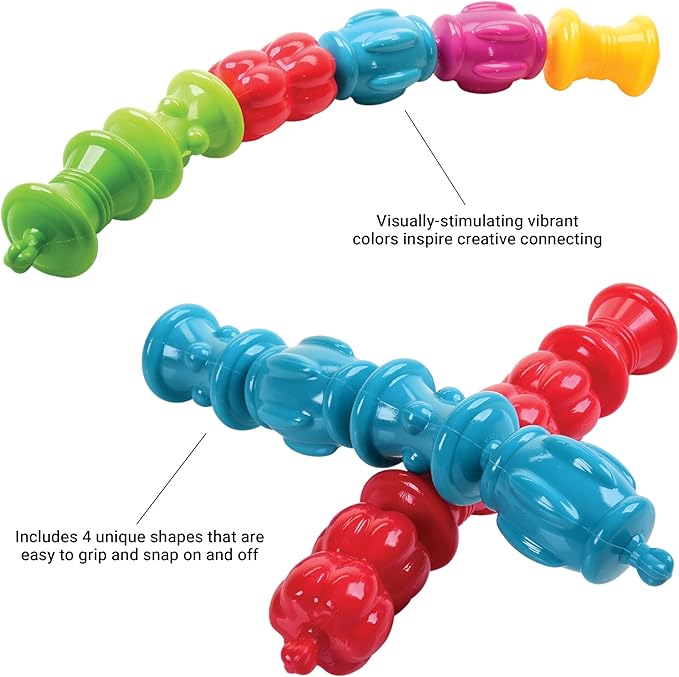 Constructive Playthings Colorful Snap Beads Set for Children and Toddlers Ages 1+, Pop Beads Arts and Craft Developmental Kids STEM Toy Set, Multicolor