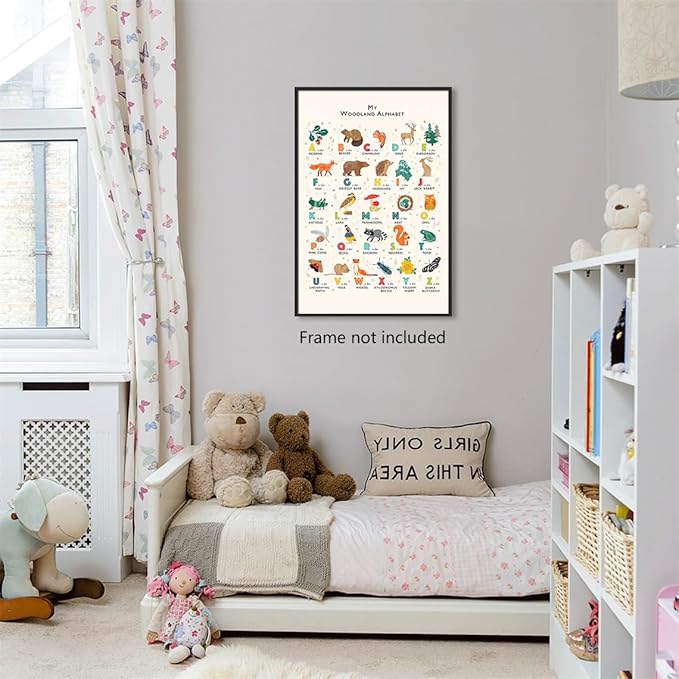 Alphabet Woodland Animal Poster for Toddlers - Educational Learning Poster for Wall, Classroom & Nursery - 24x36in Unframed