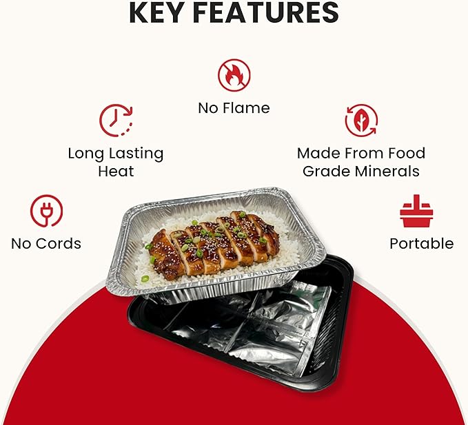 Flame-Free Catering Heat Pads & Buffet Kits – Sustainable Natural Mineral Food Warming Solution for Full & Half Pans (Party Kit/Pack of 12)