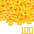 100pcs 2x4 Bricks Yellow Building Blocks Creative Play Set Classic Basic Pieces Parts Toy Accessories Combine with 3001 Major Brick Brands