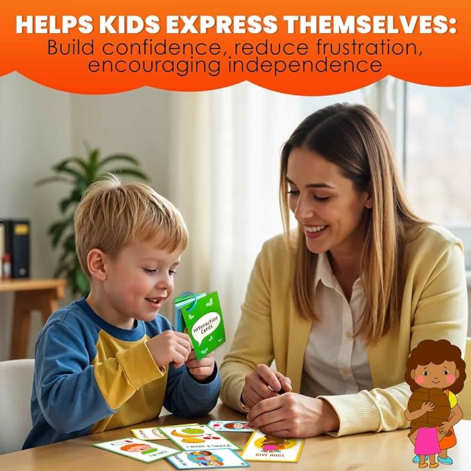 QUOKKA Autism Learning Materials - Communication Cards for Kids - 94 Visual Flashcards with 3 Rings & Clip